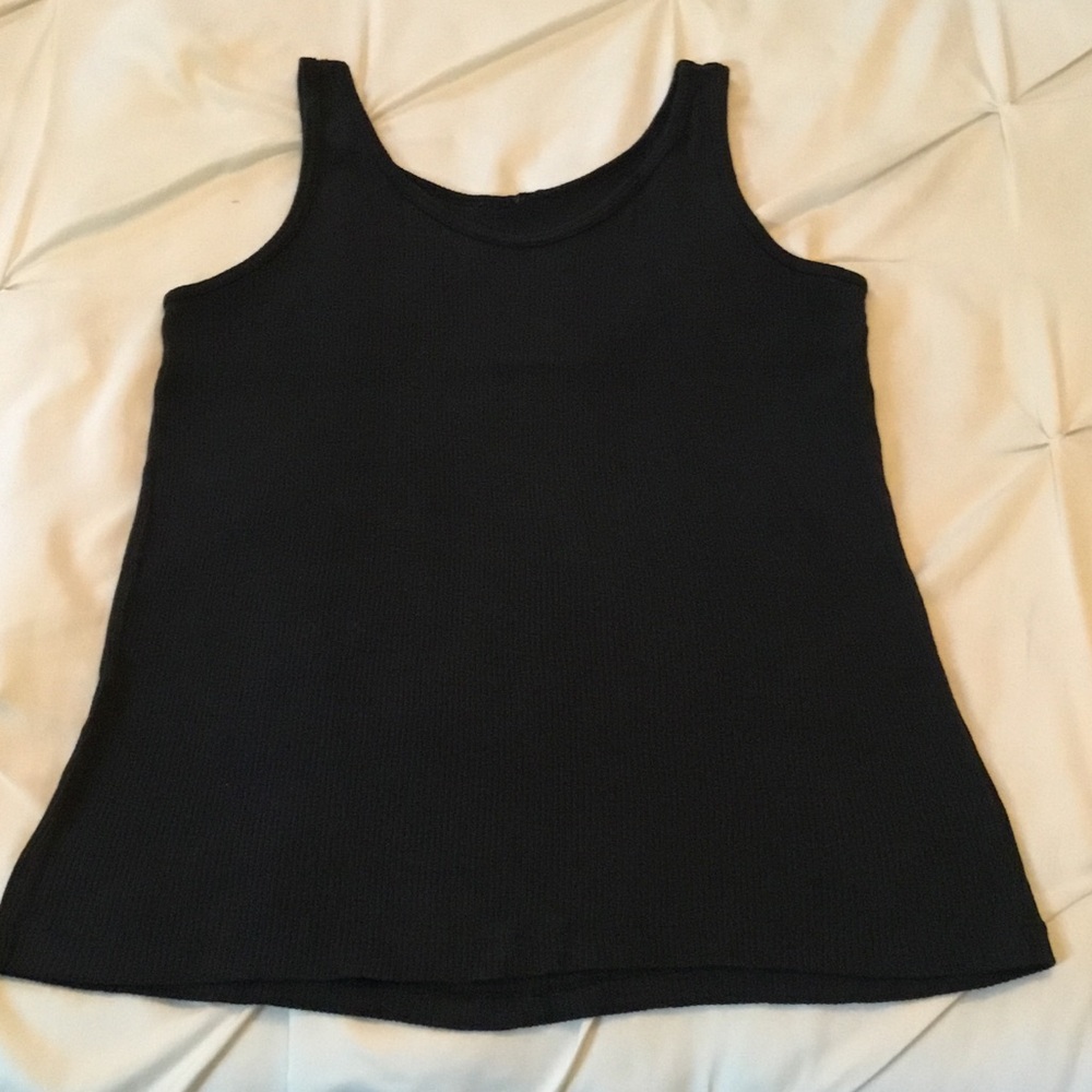 Women's Black Ribbed Scoop Neck Tank Top
